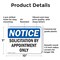 Signmission Solicitation By Appointment Only OSHA Notice Sign, Plastic, 10in W x 7in L, 2PK OS-2PACK-NS-P-710-L-18363 - alternate 2